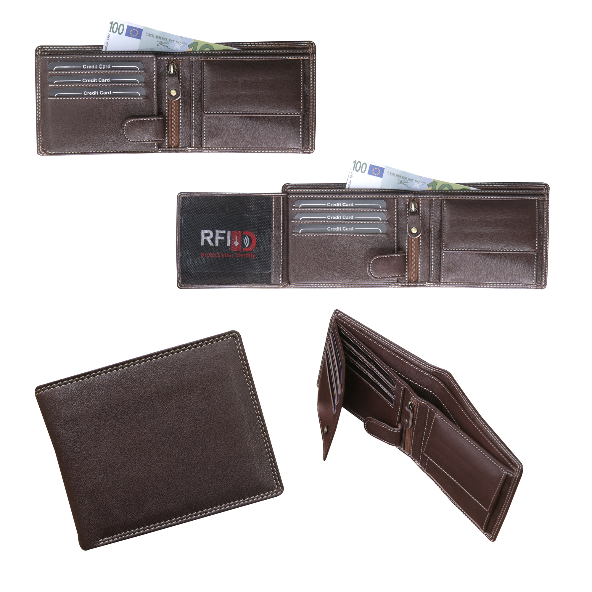 Dark Brown Vintage Bifold Wallet